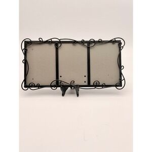 Fetco Home Decor Triple Photo Frame Black Metal Scrollwork Victorian 3.5x5